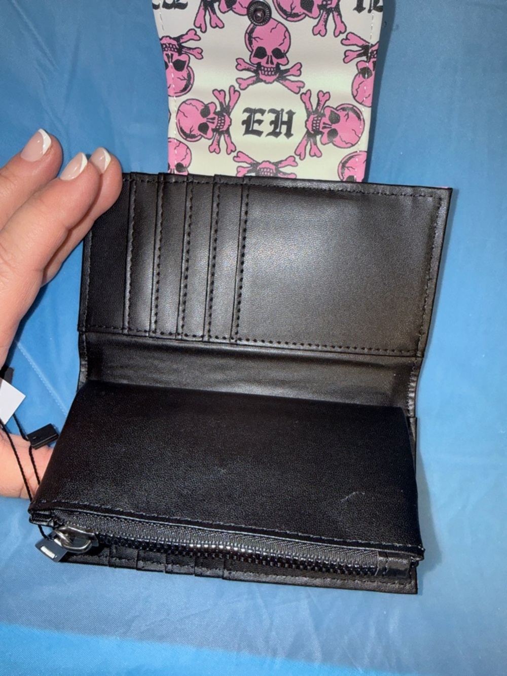 Ed Hardy Pink and White Jeweled Flap Women's Wallet - Picture 3 of 7